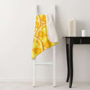Couverture Sherpa Citrus TROPICAL SUMMER FRUIT Orange citrons tranch
