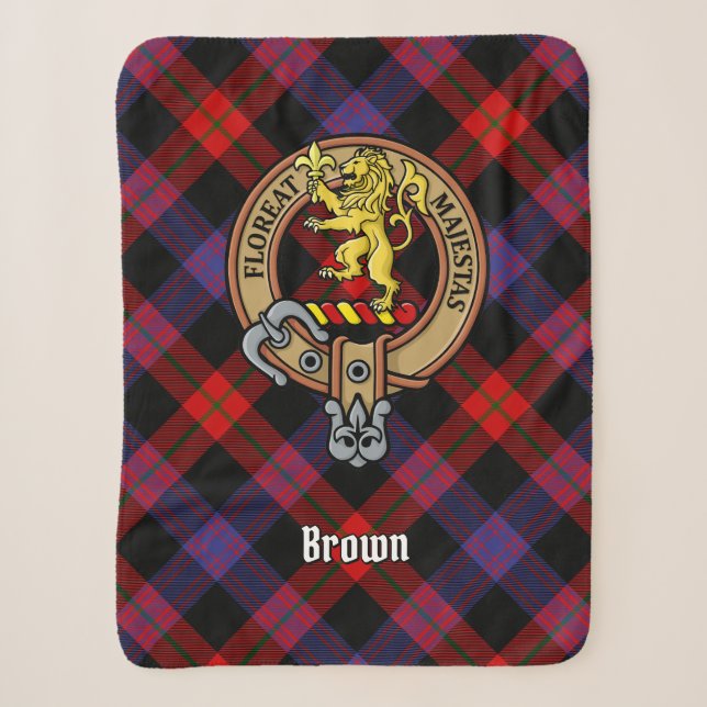 Couverture Sherpa Clan Brown Crest sur Tartan (Devant)