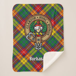 Couverture Sherpa Clan Buchanan Crest sur Tartan