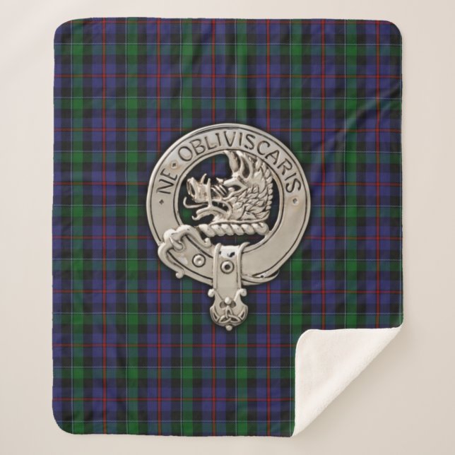 Couverture Sherpa Clan Campbell Crest et Cawdor Tartan (Devant)