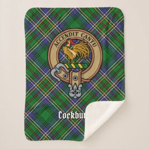 Couverture Sherpa Clan Cockburn Crest sur Tartan