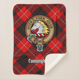 Couverture Sherpa Clan Cunningham Crest sur Tartan