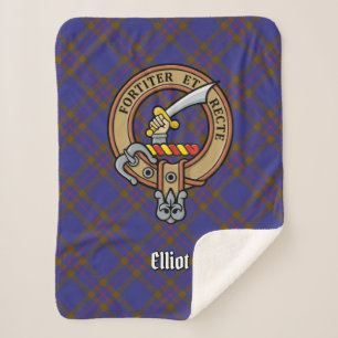 Couverture Sherpa Clan Elliot Crest sur Tartan moderne