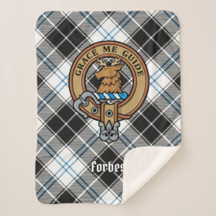 Couverture Sherpa Clan Forbes Crest sur la robe Tartan