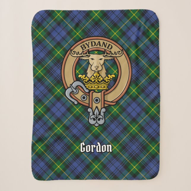 Couverture Sherpa Clan Gordon Crest sur Tartan (Devant)