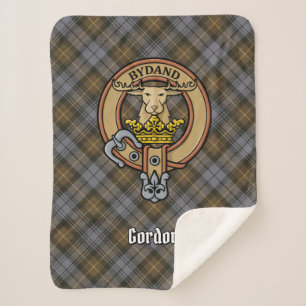 Couverture Sherpa Clan Gordon Crest sur Tartan Patiné