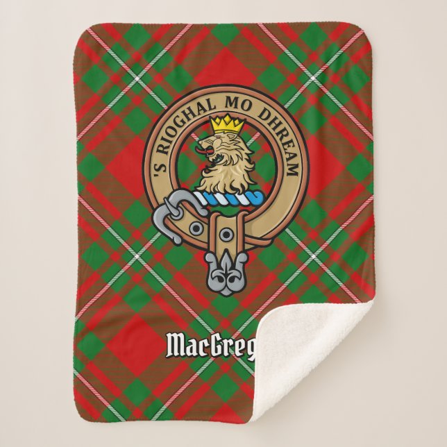 Couverture Sherpa Clan Gregor Crest sur Tartan (Devant)