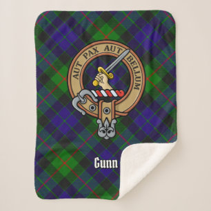 Couverture Sherpa Clan Gunn Crest sur Tartan