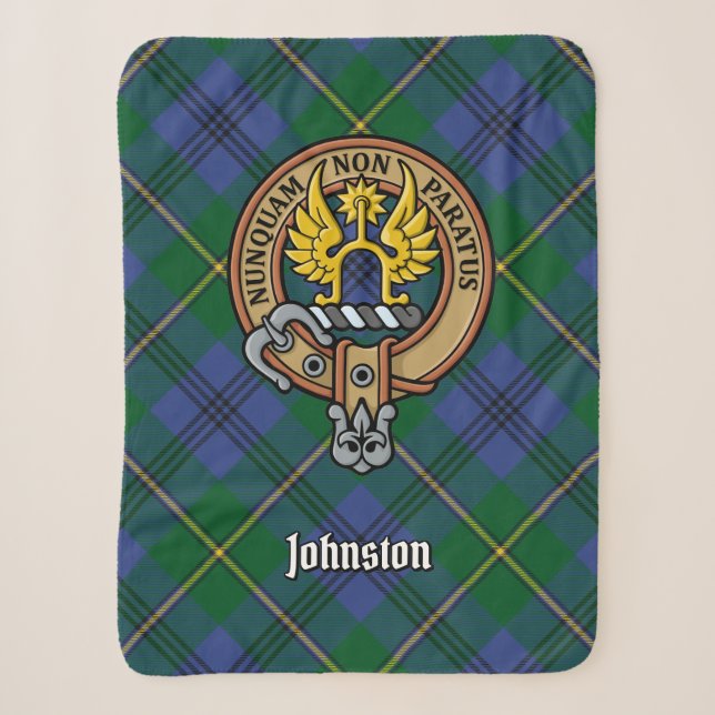Couverture Sherpa Clan Johnston Crest sur Tartan (Devant)