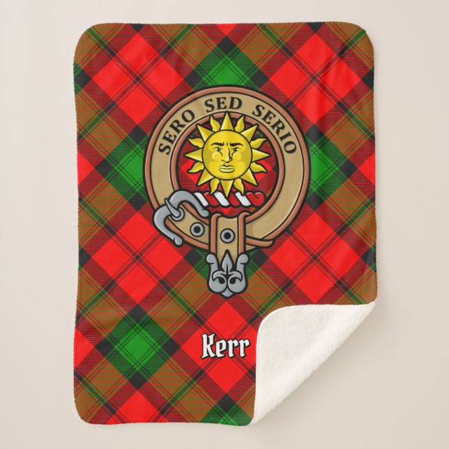 Couverture Sherpa Clan Kerr Crest sur Tartan (Devant)
