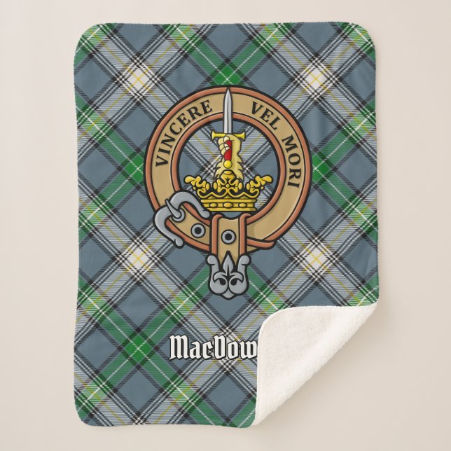 Couverture Sherpa Clan MacDowall Crest sur Tartan (Devant)