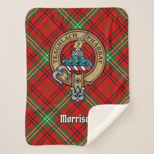 Couverture Sherpa Clan Morrison Crest sur Red Tartan