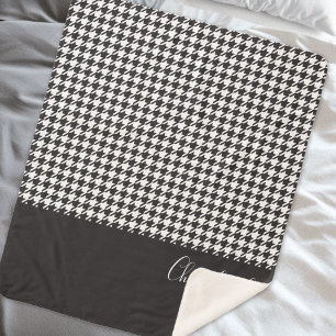 Couverture Sherpa Classic moderne noir et blanc Houndstooth