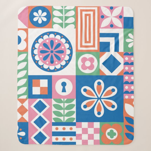 Couverture Sherpa Classique Art Déco Motif sans faille. Styli géomét (Devant)