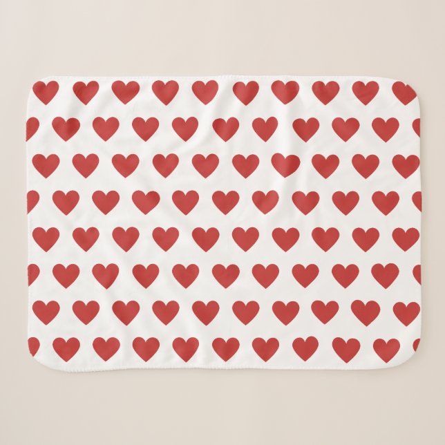 Couverture Sherpa Classique Chic mignon Coeur rouge Motif sur Blanc (Devant (Horizontal))