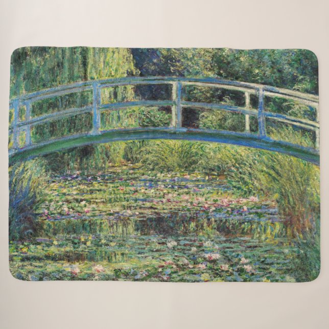 Couverture Sherpa Claude Monet - Etang Lily et Pont Japonais (Devant (Horizontal))