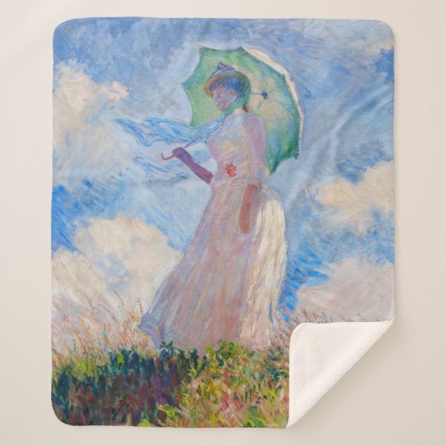 Couverture Sherpa Claude Monet - Femme avec Parasol face à gauche (Devant)