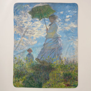 Couverture Sherpa Claude Monet - La Promenade, Femme avec un Parasol