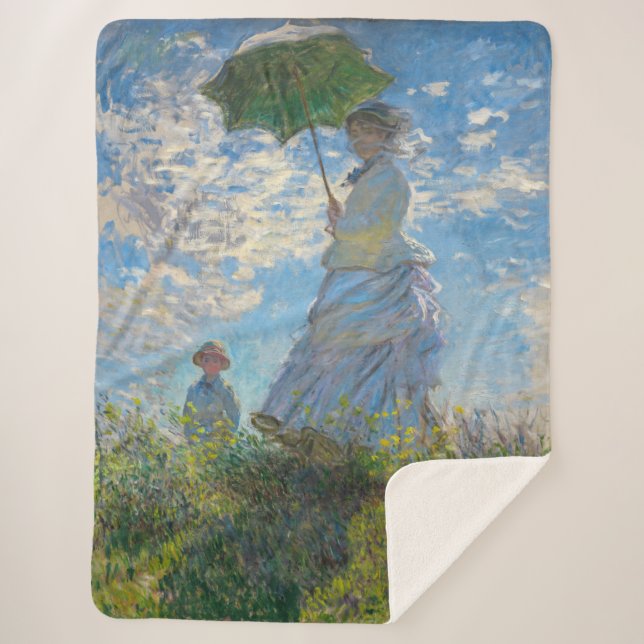 Couverture Sherpa Claude Monet - La Promenade, Femme avec un Parasol (Devant)