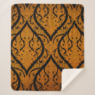 Couverture Sherpa Closeup Thai motif sculpter lotus photo à la porte