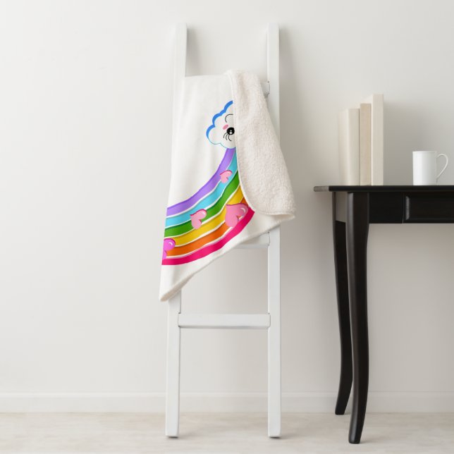 Couverture Sherpa Clouds arc-en-ciel Sherpa Blanket (En situation)