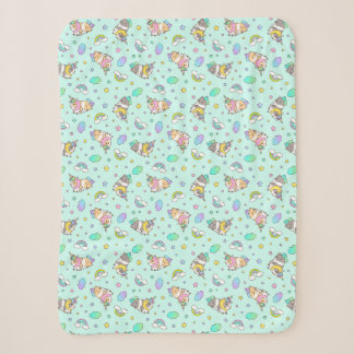 Couverture Sherpa cobaye de kawaii soie en costume de licorne, bleu