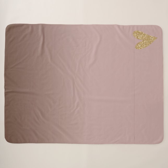 Couverture Sherpa Cocoa Crème Brown Ombre Gold Parties scintillant C (Devant (Horizontal))