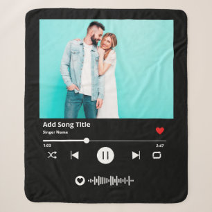 Couverture Sherpa Code Chanson Personnalisé Scannable Music Couple
