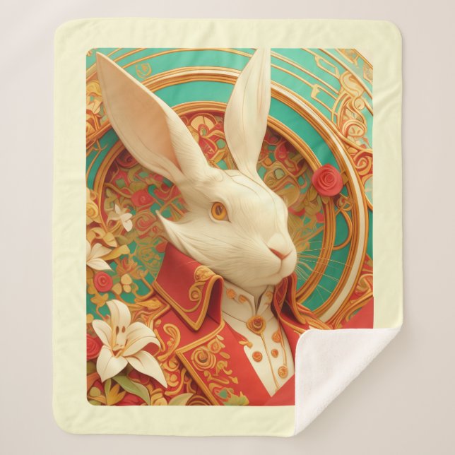 Couverture Sherpa Code de la robe royale du lapin Sherpa Blanket (Devant)