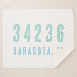 Couverture Sherpa Code postal personnalisé, Ville, State Coastal Blu