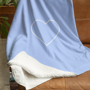 Couverture Sherpa Coeur bleu pastel minimaliste Moderne