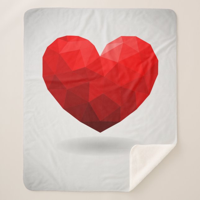 Couverture Sherpa Coeur d'amour bas poly valentine (Devant)