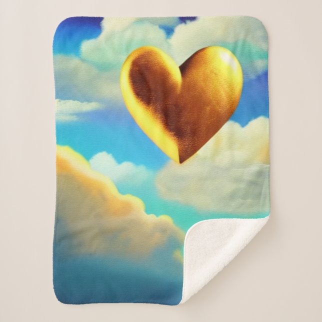 Couverture Sherpa Coeur or dans les nuages Sherpa Blanket (Devant)