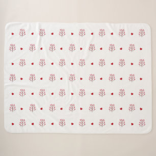 Couverture Sherpa Coeur Rouge Et Arbre Motif sans couture