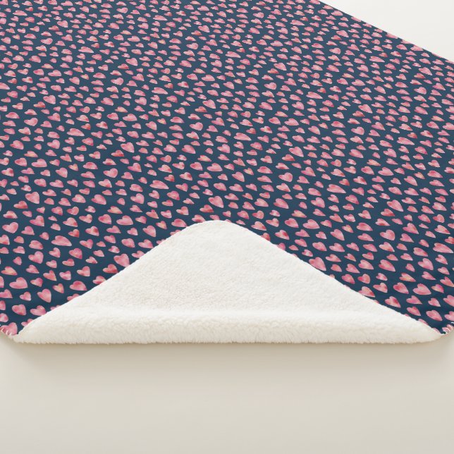 Couverture Sherpa Coeurs d'amour rose mignon motif (3/4)