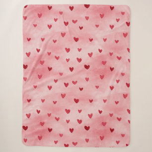 Couverture Sherpa Cœurs d'amour roses rouges