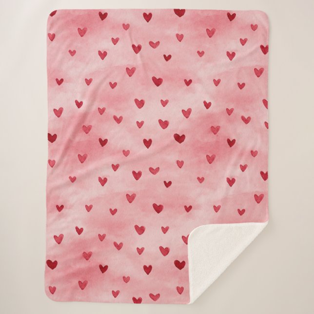 Couverture Sherpa Cœurs d'amour roses rouges   (Devant)