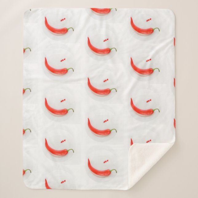 Couverture Sherpa Coeurs de poivre chaud rouge blanc (Devant)