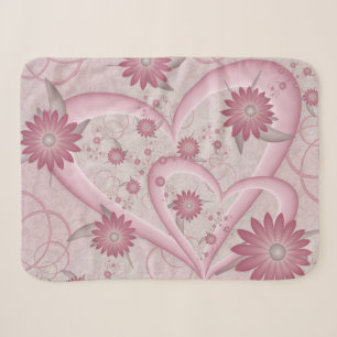 Couverture Sherpa Cœurs et fleurs abstraits roses Amour Art fractal
