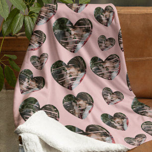 Couverture Sherpa Coeurs photo personnalisées romantiques Rose Sherp