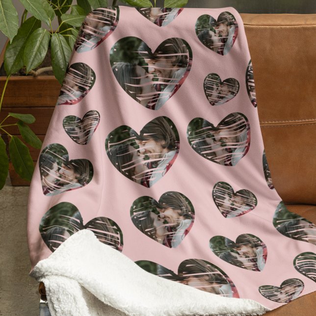 Couverture Sherpa Coeurs photo personnalisées romantiques Rose Sherp (Créateur téléchargé)