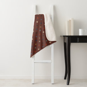 Couverture Sherpa Coeurs Polka sur kilim brown