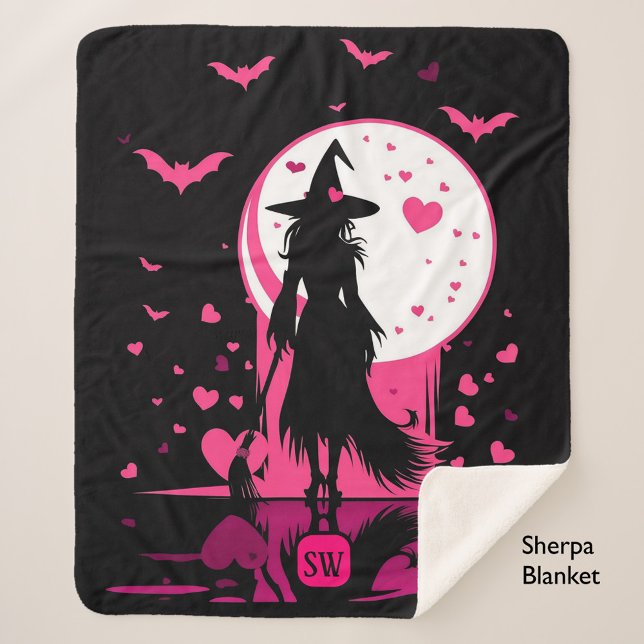 Couverture Sherpa Coeurs rose gothique magique Soyez ma sorcière Sai (Créateur téléchargé)