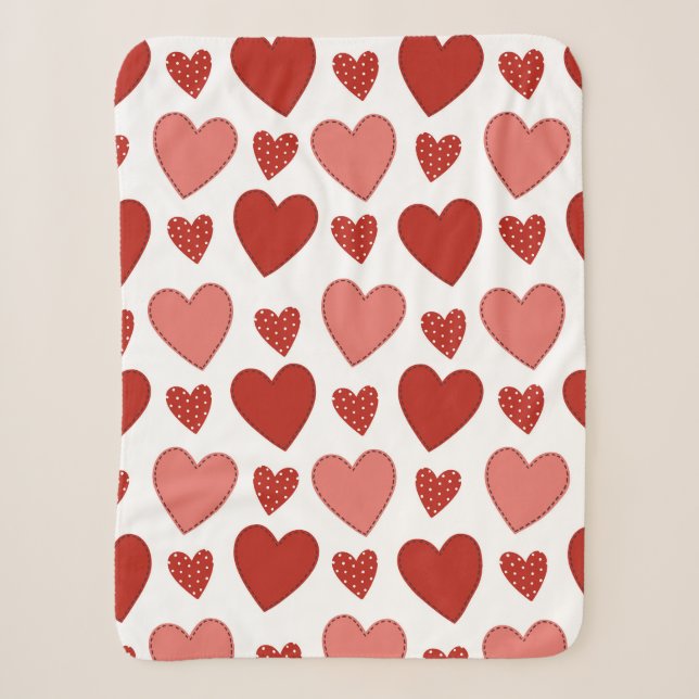 Couverture Sherpa Coeurs rouges (Devant)