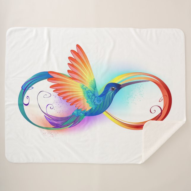 Couverture Sherpa Colibri arc-en-ciel avec symbole Infinity (Devant (Horizontal))