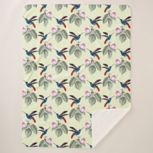 Couverture Sherpa Colibris et fleurs