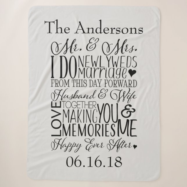 Couverture Sherpa Collage d'art Word mariage (Devant)