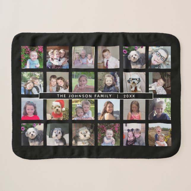 Couverture Sherpa Collage de 24 Modèles photo avec texte personnalis (Devant (Horizontal))