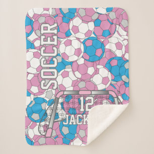 Couverture Sherpa Collage de balle de soccer Pastel coloré avec text
