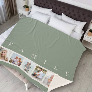 Couverture Sherpa Collage de photos de la famille verte